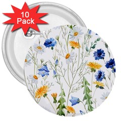 Summer Flowers 3  Buttons (10 Pack)  by goljakoff