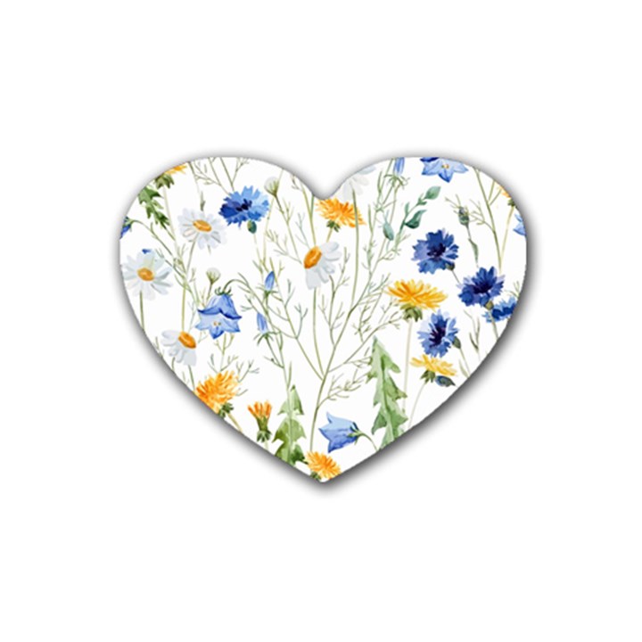 Summer flowers Rubber Coaster (Heart) 