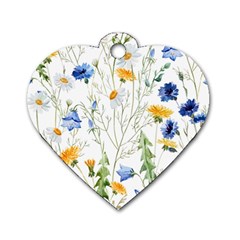 Summer Flowers Dog Tag Heart (one Side) by goljakoff