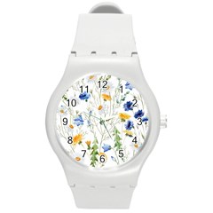 Summer Flowers Round Plastic Sport Watch (m) by goljakoff