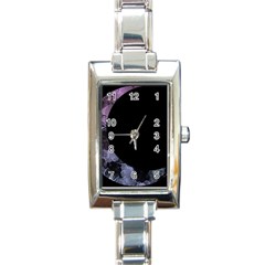 Floral Pink And Purple Moon Rectangle Italian Charm Watch by Dazzleway