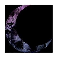 Floral Pink And Purple Moon Tile Coaster by Dazzleway