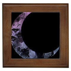 Floral Pink And Purple Moon Framed Tile by Dazzleway