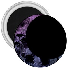 Floral Pink And Purple Moon 3  Magnets by Dazzleway