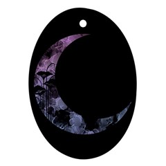 Floral Pink And Purple Moon Ornament (oval) by Dazzleway