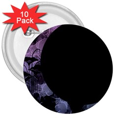 Floral Pink And Purple Moon 3  Buttons (10 Pack)  by Dazzleway