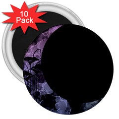 Floral Pink And Purple Moon 3  Magnets (10 Pack)  by Dazzleway