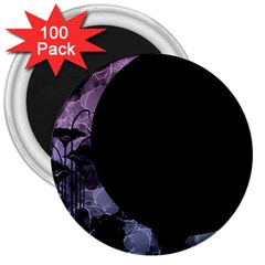 Floral Pink And Purple Moon 3  Magnets (100 Pack) by Dazzleway