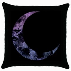 Floral Pink And Purple Moon Throw Pillow Case (black) by Dazzleway