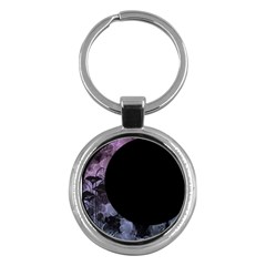 Floral Pink And Purple Moon Key Chain (round) by Dazzleway