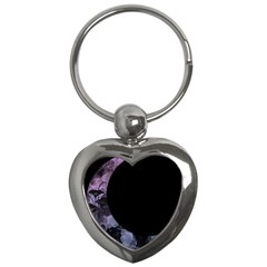 Floral Pink And Purple Moon Key Chain (heart) by Dazzleway