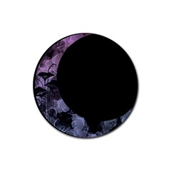 Floral Pink And Purple Moon Rubber Coaster (round)  by Dazzleway