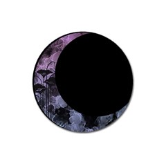 Floral Pink And Purple Moon Magnet 3  (round) by Dazzleway