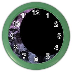 Floral Pink And Purple Moon Color Wall Clock by Dazzleway