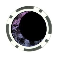 Floral Pink And Purple Moon Poker Chip Card Guard by Dazzleway