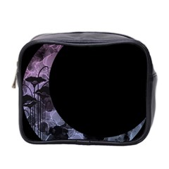 Floral Pink And Purple Moon Mini Toiletries Bag (two Sides) by Dazzleway