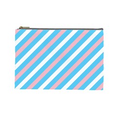 Transgender Pride Diagonal Stripes Pattern Cosmetic Bag (large) by VernenInk