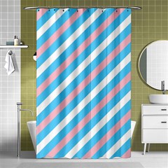 Transgender Pride Diagonal Stripes Pattern Shower Curtain 48  X 72  (small)  by VernenInk