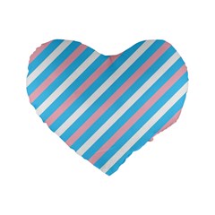 Transgender Pride Diagonal Stripes Pattern Standard 16  Premium Flano Heart Shape Cushions by VernenInk