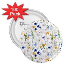 Summer Flowers Pattern 2 25  Buttons (100 Pack)  by goljakoff