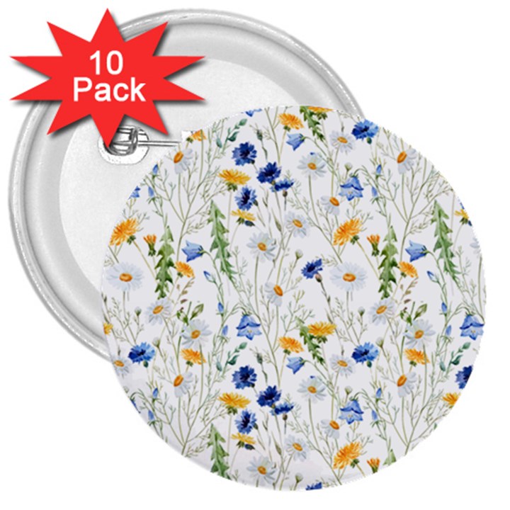 Summer flowers pattern 3  Buttons (10 pack) 