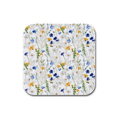 Summer Flowers Pattern Rubber Square Coaster (4 Pack)  by goljakoff