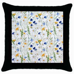 Summer Flowers Pattern Throw Pillow Case (black) by goljakoff