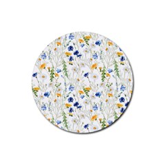 Summer Flowers Pattern Rubber Coaster (round)  by goljakoff