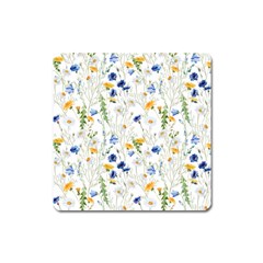 Summer Flowers Pattern Square Magnet by goljakoff