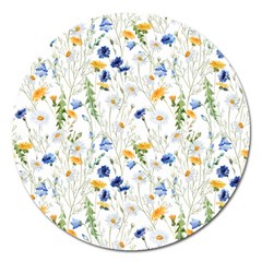 Summer Flowers Pattern Magnet 5  (round) by goljakoff