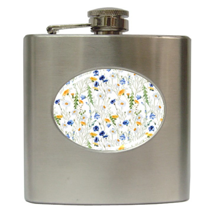 Summer flowers pattern Hip Flask (6 oz)