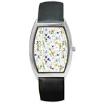 Summer flowers pattern Barrel Style Metal Watch Front