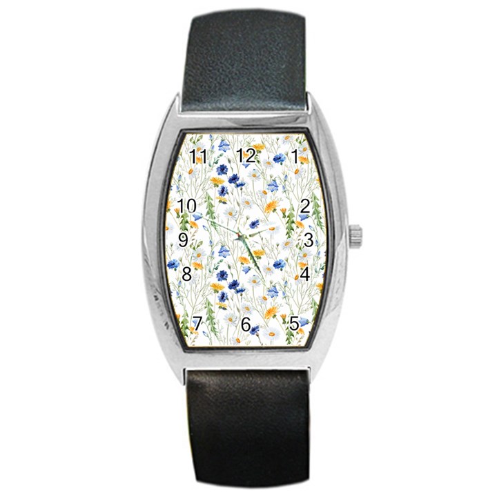 Summer flowers pattern Barrel Style Metal Watch