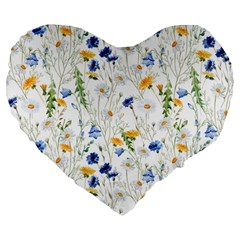 Summer Flowers Pattern Large 19  Premium Heart Shape Cushions by goljakoff