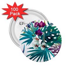 Tropical flowers 2.25  Buttons (100 pack) 