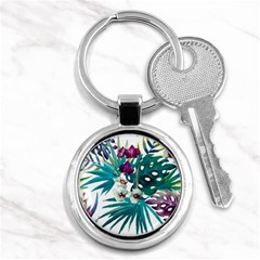 Tropical Flowers Key Chain (round) by goljakoff