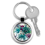 Tropical flowers Key Chain (Round) Front