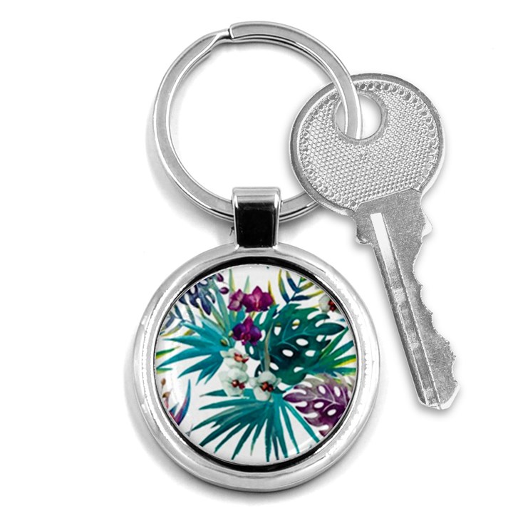 Tropical flowers Key Chain (Round)