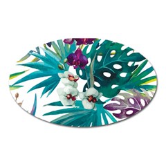 Tropical flowers Oval Magnet