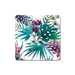 Tropical Flowers Square Magnet by goljakoff