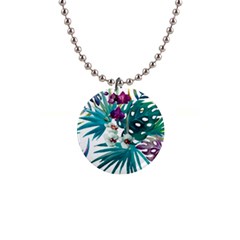 Tropical flowers 1  Button Necklace