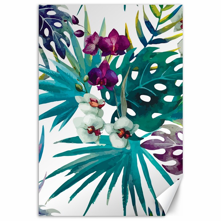 Tropical flowers Canvas 12  x 18 