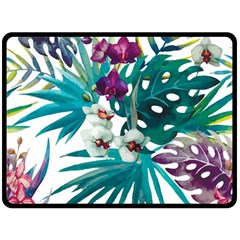 Tropical flowers Fleece Blanket (Large) 