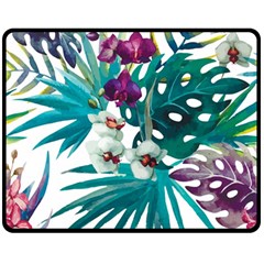 Tropical flowers Fleece Blanket (Medium) 