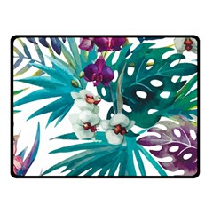 Tropical Flowers Fleece Blanket (small) by goljakoff