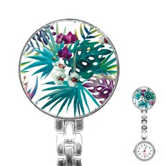 Tropical flowers Stainless Steel Nurses Watch