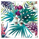 Tropical flowers Large Satin Scarf (Square) Front