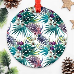 Tropical Flowers Pattern Ornament (round) by goljakoff