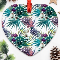 Tropical Flowers Pattern Ornament (heart) by goljakoff