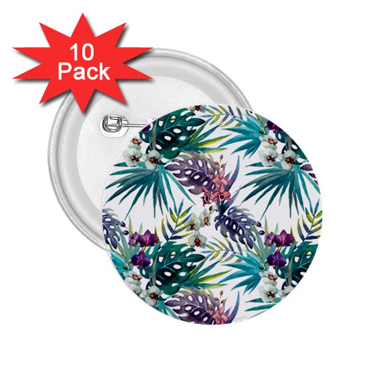 Tropical flowers pattern 2.25  Buttons (10 pack) 